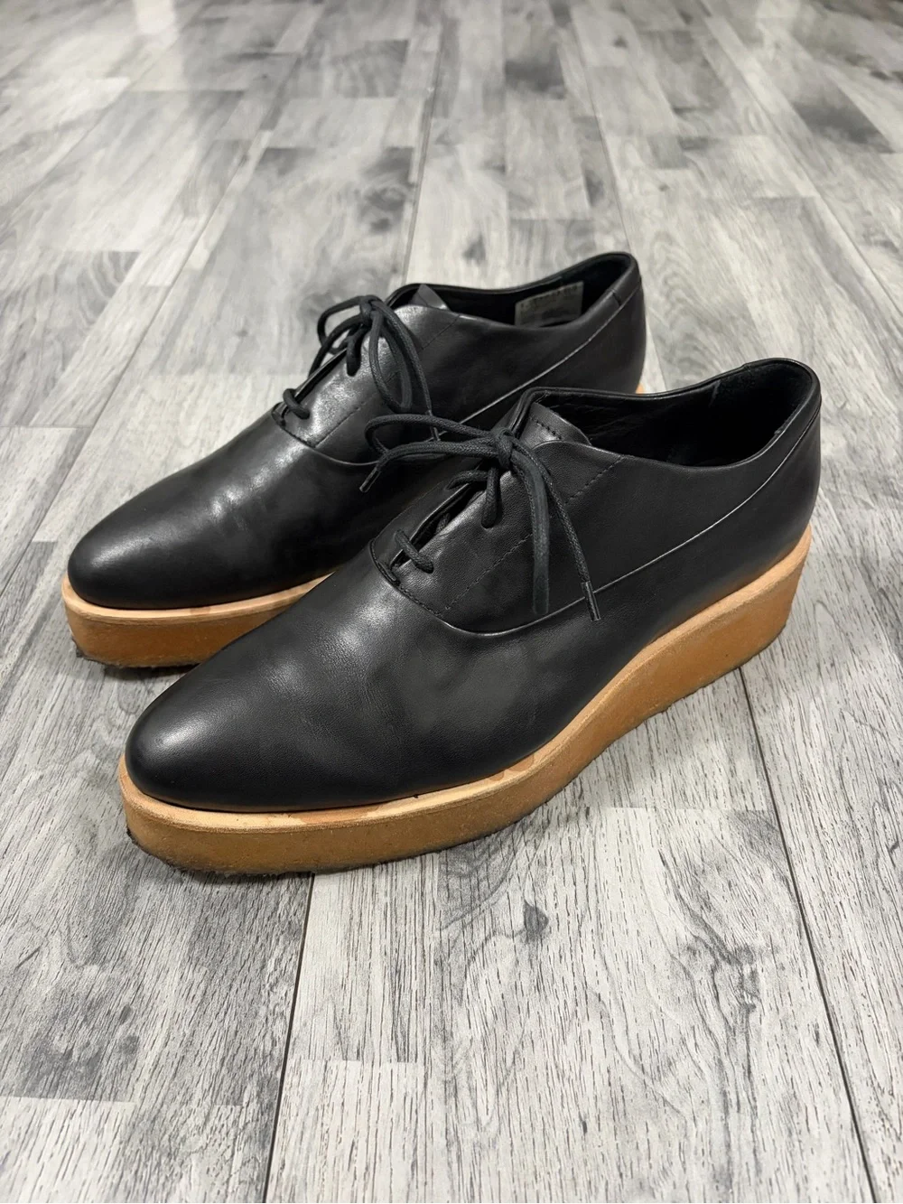 Clarks Originals Made in Italy Ornella Black Leather Derby Crepe Platform